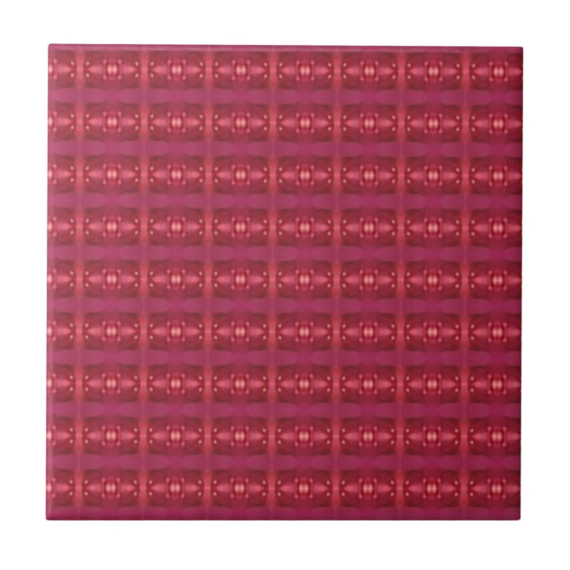 Raspberry pink geometric design decor ceramic tile (Front)