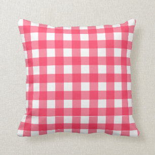 Raspberry Pink Gingham Plaid Cushion