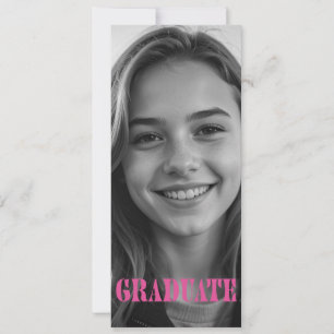 Raspberry Pink Modern Graduation Announcement Card