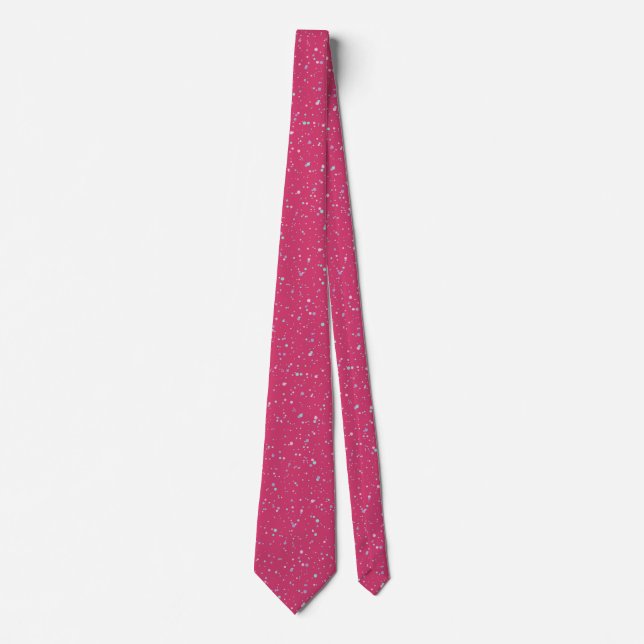 Raspberry Pink Speckled Pastel Splatter Paint Dots Tie (Front)
