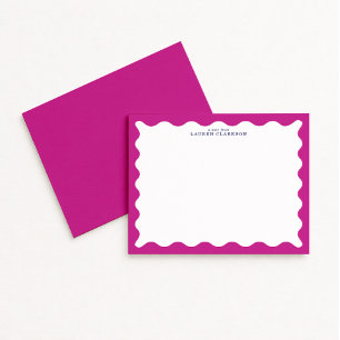 Raspberry Pink Wavy Frame Note Card