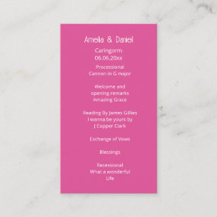 Raspberry Pink Wedding Ceremony Program
