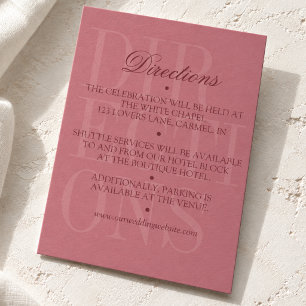 Raspberry Pink Wedding Directions Transportation Enclosure Card