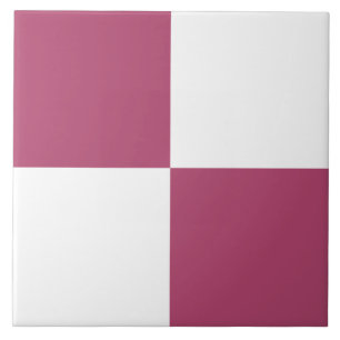 Raspberry Pink White Chequered Ceramic Tile