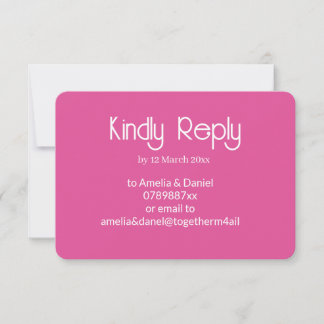 Raspberry Pink & White Wedding RSVP Card