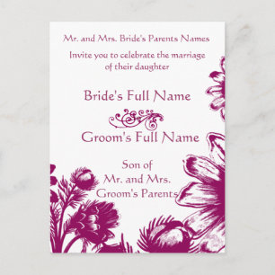 Raspberry Plum Fuchsia Magenta Purple Floral Announcement Postcard