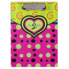 Raspberry Polka Dots and Swirls Custom Clipboard