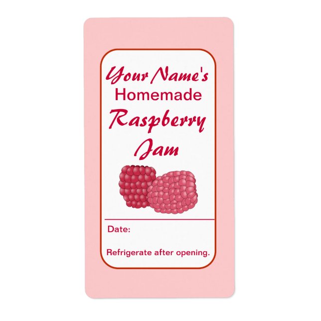 Raspberry Preserves Custom Jam Jar Labels (Front)