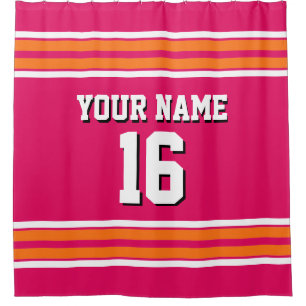 Raspberry Pumpkin Orange Stripes Sports Jersey Shower Curtain