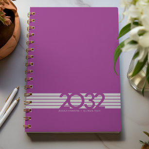 Raspberry Purple Bottom Stripe Spiral Weekly Planner