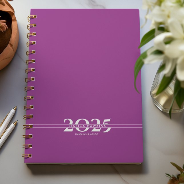 Raspberry Purple Overlapping Text Split Year Planner (Creator Uploaded)