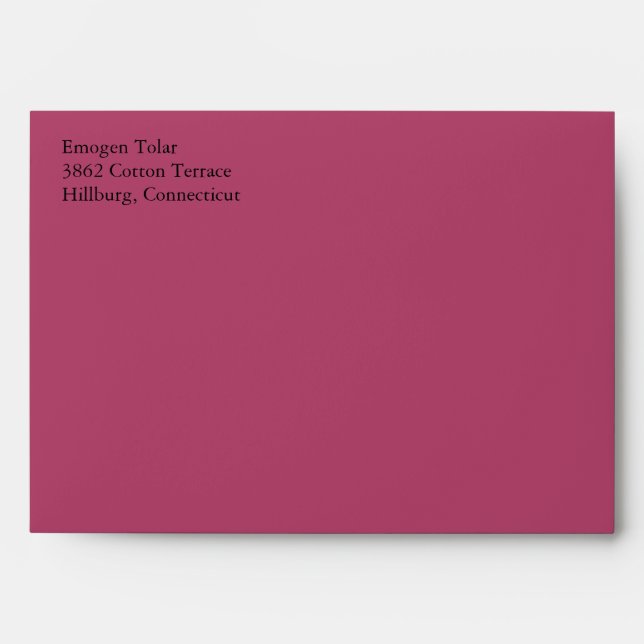 Raspberry Red A7 5x7 Envelopes With Return Address (Front)