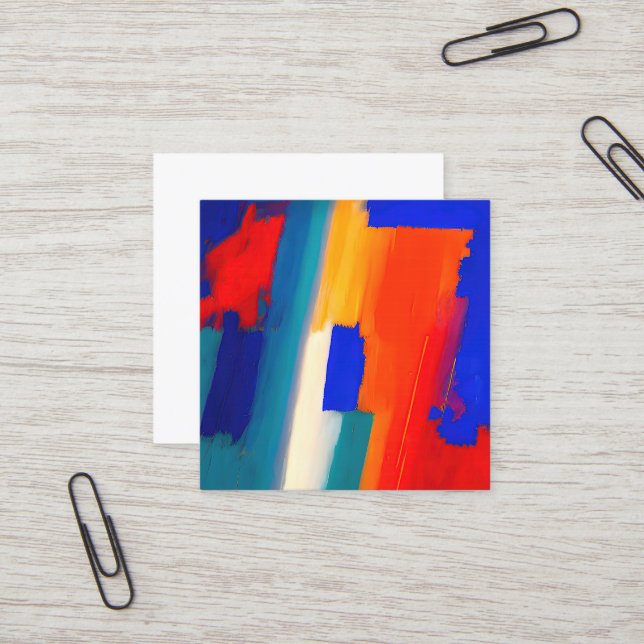 "Raspberry Rhapsody" Abstract Art Square Business Card (Front/Back In Situ)