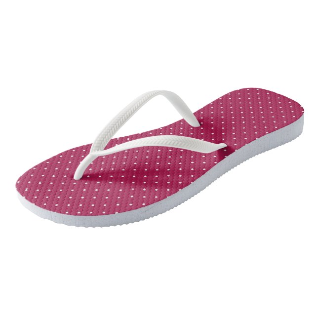 Raspberry Rose and white dots Thongs (Angled)