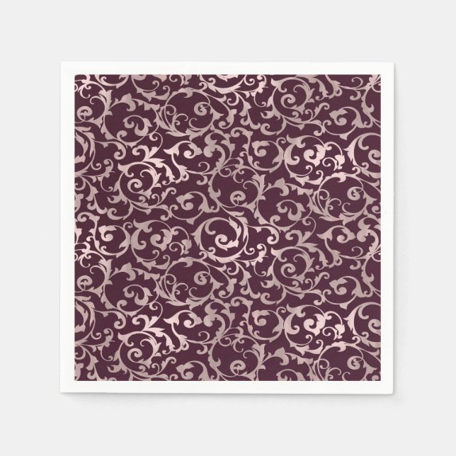 Raspberry & Rose Gold Elegant Princess Wedding Napkin (Front)