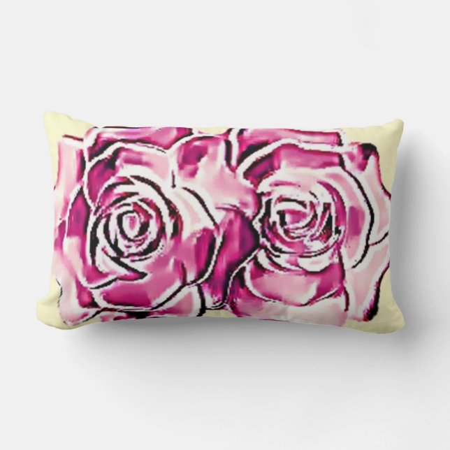 Raspberry Roses and Cream Lumbar Cushion (Front)