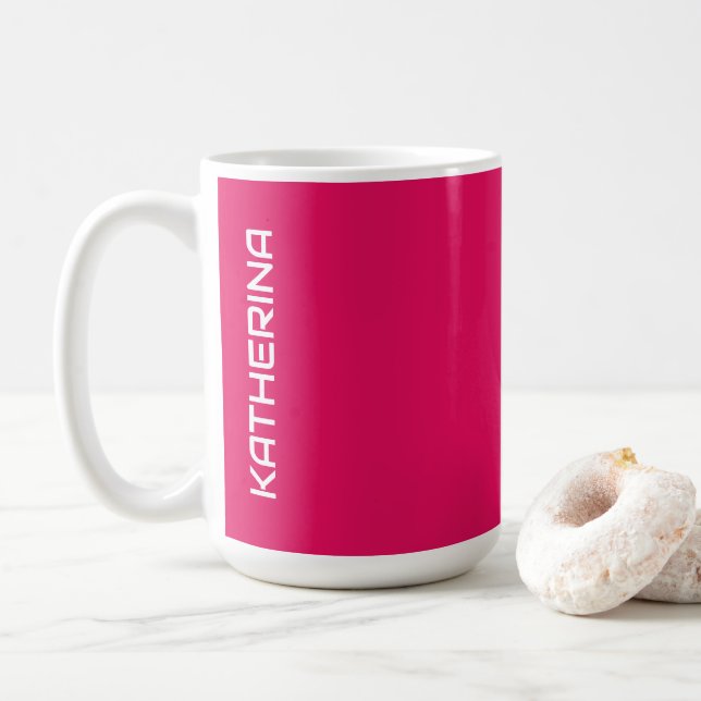 Raspberry Solid Colour | Classic Personalised  Coffee Mug (With Donut)