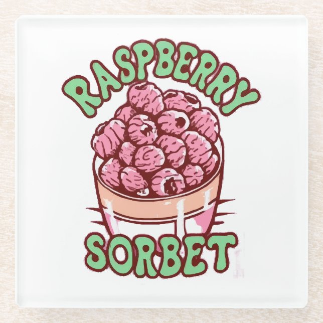 Raspberry Sorbet  Glass Coaster (Front)