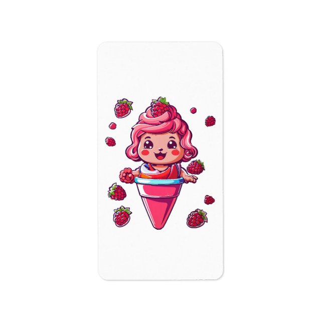 Raspberry sorbet Kawaii Label (Front)