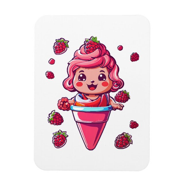 Raspberry sorbet Kawaii Magnet (Vertical)