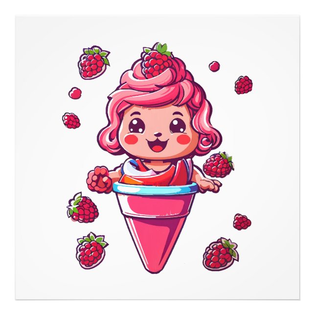 Raspberry sorbet Kawaii Photo Print (Front)