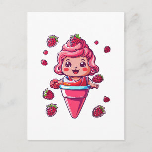 Raspberry sorbet Kawaii Postcard