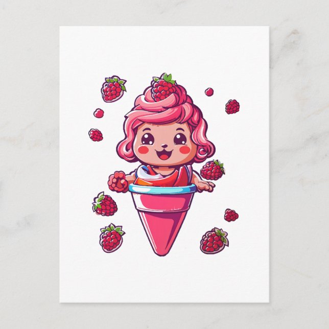 Raspberry sorbet Kawaii Postcard (Front)