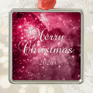 Raspberry Stars Merry Christmas Metal Ornament