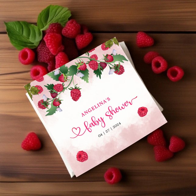 Raspberry Sweet Watercolor Girl Baby Shower Napkin (Raspberry Sweet Watercolor Girl Baby Shower Napkins)