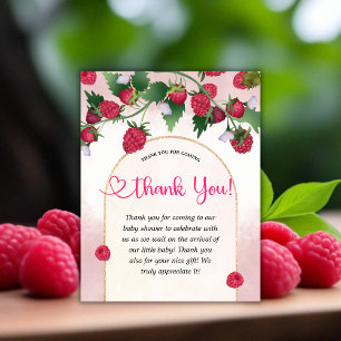 Raspberry Sweet Watercolor Girl Baby Shower Thank You Card