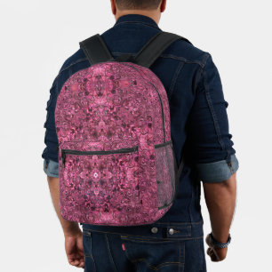 Raspberry Swirls Printed Backpack