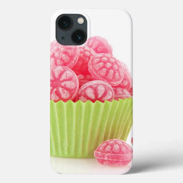 Raspberry tasty candy sweets in green cup cake Case-Mate iPhone case (Back)