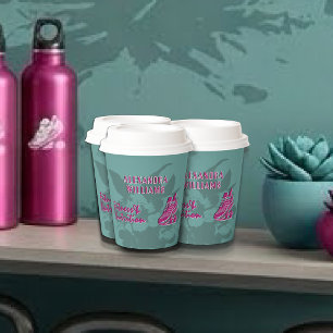 Raspberry Teal Flourished Fitness & Nutrition Paper Cups