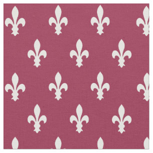 Raspberry Victorian Fleur de Lys Fabric