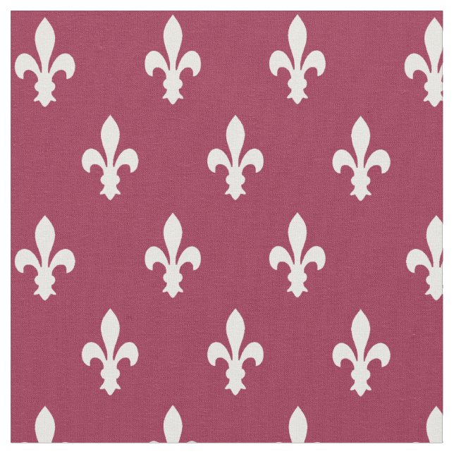 Raspberry Victorian Fleur de Lys Fabric (Close Up)