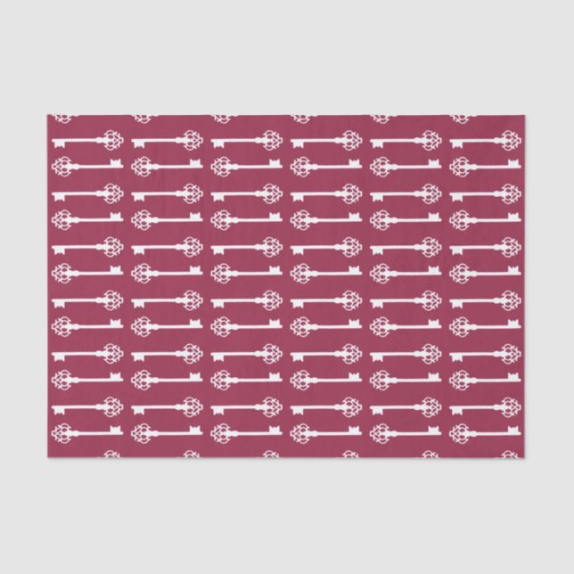 Raspberry Victorian Keys Tissue Paper (Front)