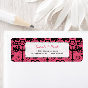 Raspberry Vintage Chandelier Damask Return Address Label