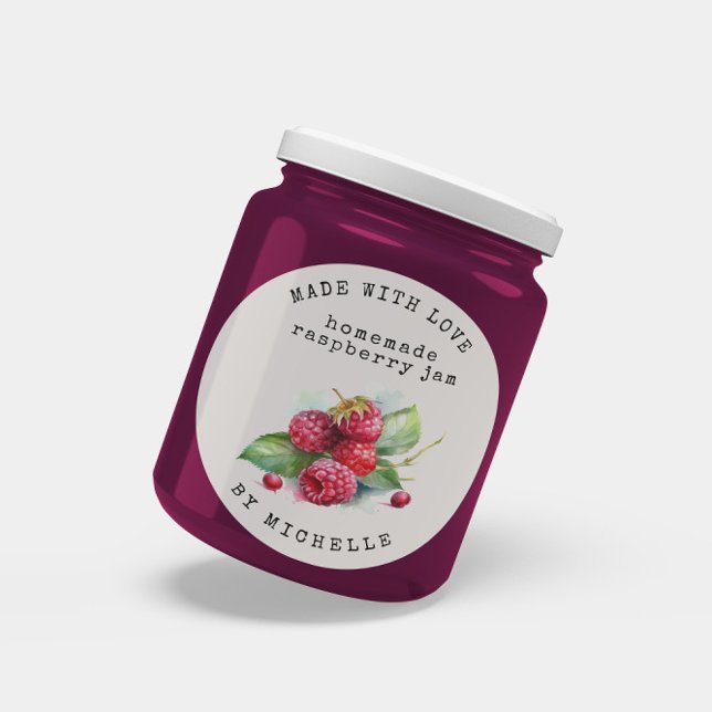 Raspberry Watercolor Jam Label Canning Sticker (Creator Uploaded)