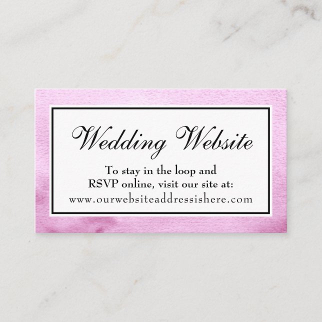 Raspberry Watercolor Wedding Website Insert Cards (Front)