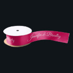 Raspberry White Elegant Wedding Personalised Name Satin Ribbon<br><div class="desc">Raspberry White Elegant Wedding Personalised Name Custom Satin Ribbon features your personalised names in elegant white calligraphy script on a raspberry background. Personalised by editing the text in the text boxes. Designed by ©Evco Studio www.zazzle.com/store/evcostudio</div>