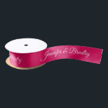Raspberry White Elegant Wedding Personalised Name Satin Ribbon<br><div class="desc">Raspberry White Elegant Wedding Personalised Name Custom Satin Ribbon features your personalised names in elegant white calligraphy script on a raspberry background. Personalised by editing the text in the text boxes. Designed by ©Evco Studio www.zazzle.com/store/evcostudio</div>