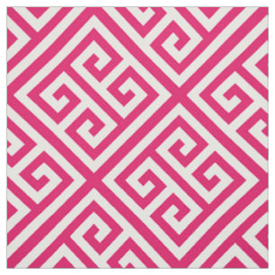 Raspberry White Med Greek Key Diag T Pattern #1 Fabric