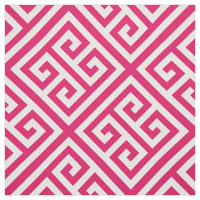 Raspberry White Med Greek Key Diag T Pattern #1 Fabric (Swatch)