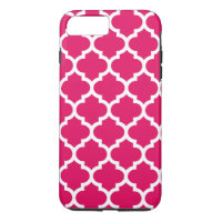 Raspberry White Moroccan Quatrefoil Pattern #5