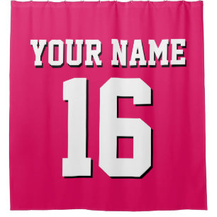 Raspberry White Sports Jersey Team Jersey Shower Curtain