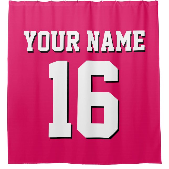 Raspberry White Sports Jersey Team Jersey Shower Curtain (Front)