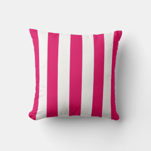 Raspberry White XL Stripes Pattern Cushion