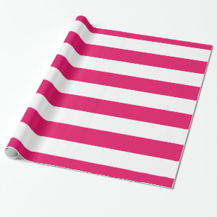 Raspberry, White XL Stripes Pattern Wrapping Paper