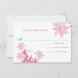 Raspberry Wild Flower Wedding RSVP Card