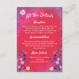 Raspberry Wildflower - RSVP card vertical